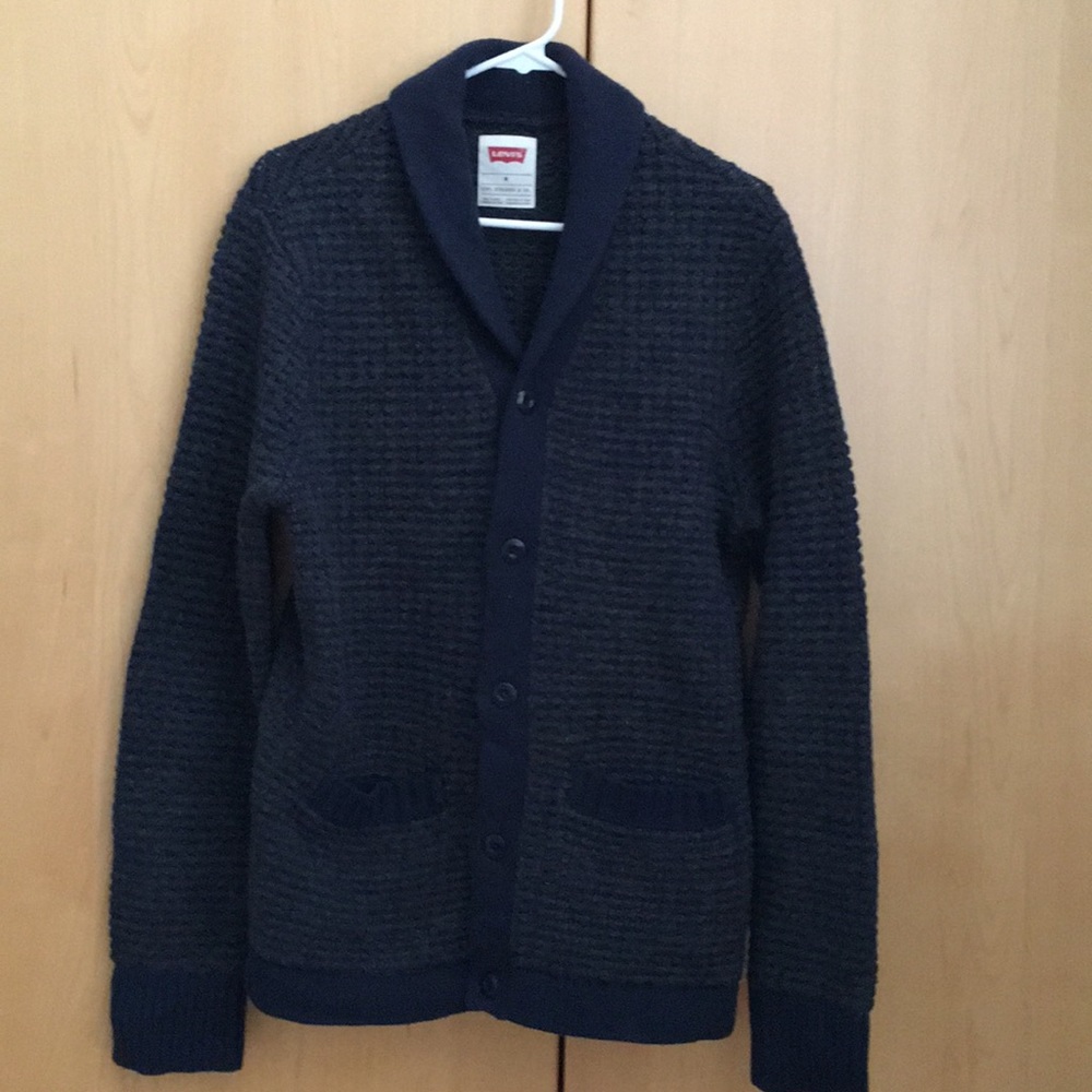 Levi's Textured Shawl Collar Cotton Wool Sweater